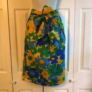 J Crew Floral Knee Length Skirt With Waist Tie 100% Cotton Women’s Size 0